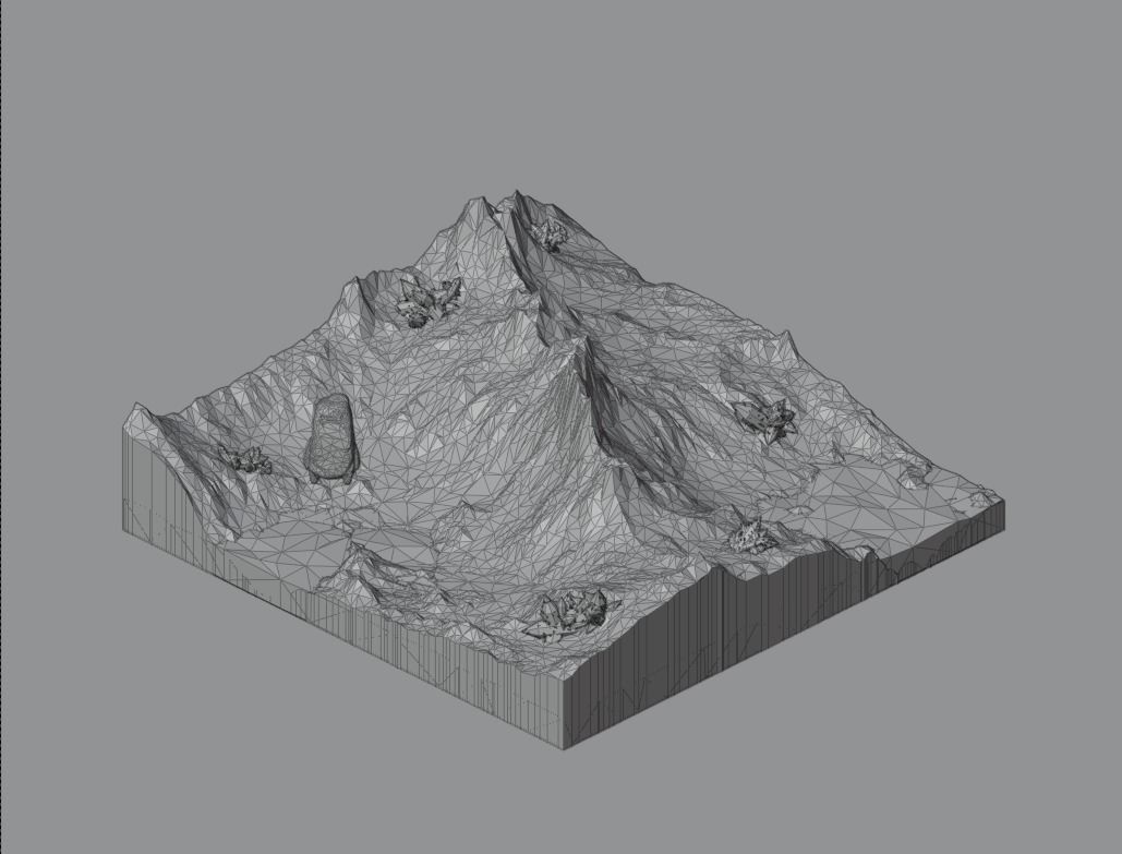 low poly Gameasset6 mountain with lights Low-poly 3D model_4