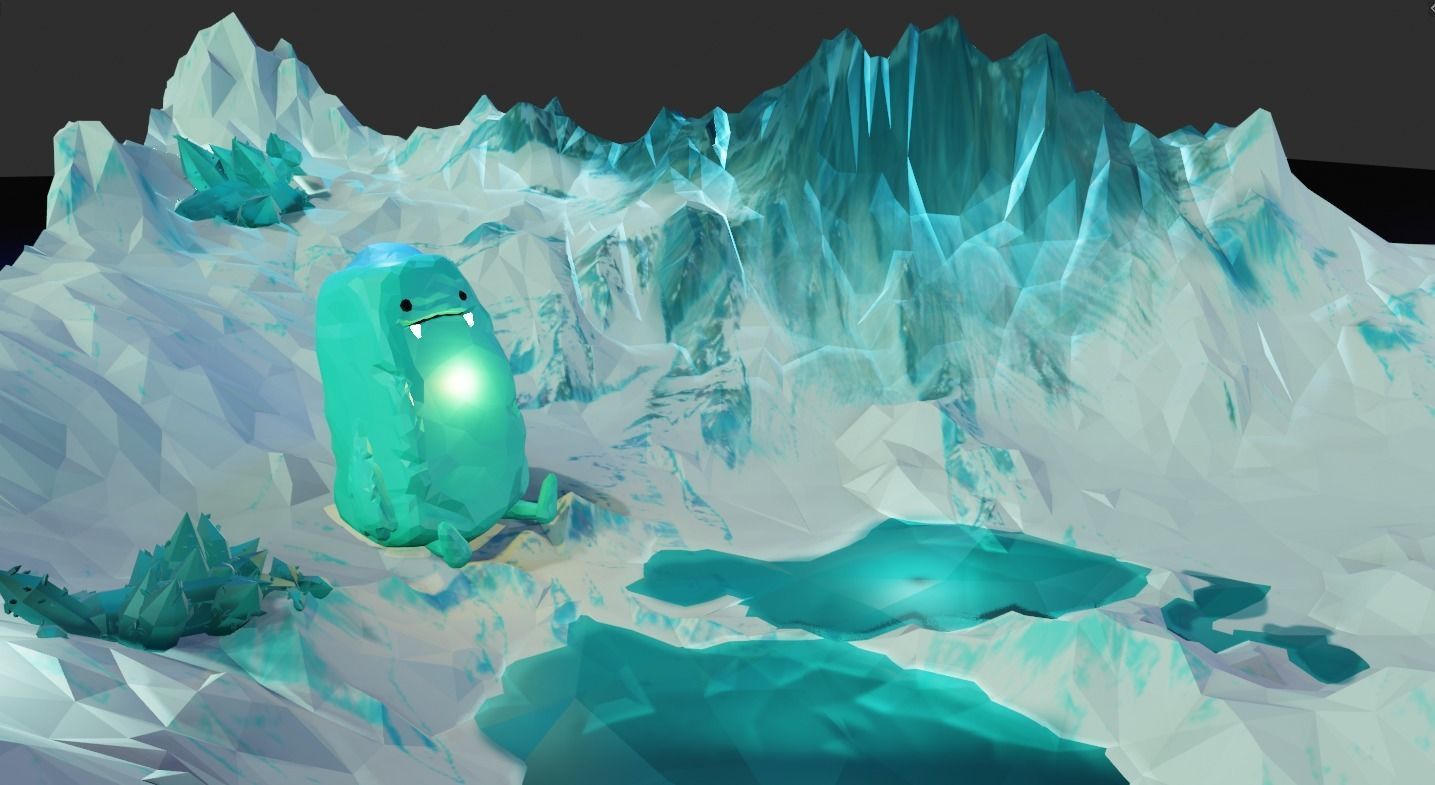 low poly Gameasset6 mountain with lights Low-poly 3D model_10