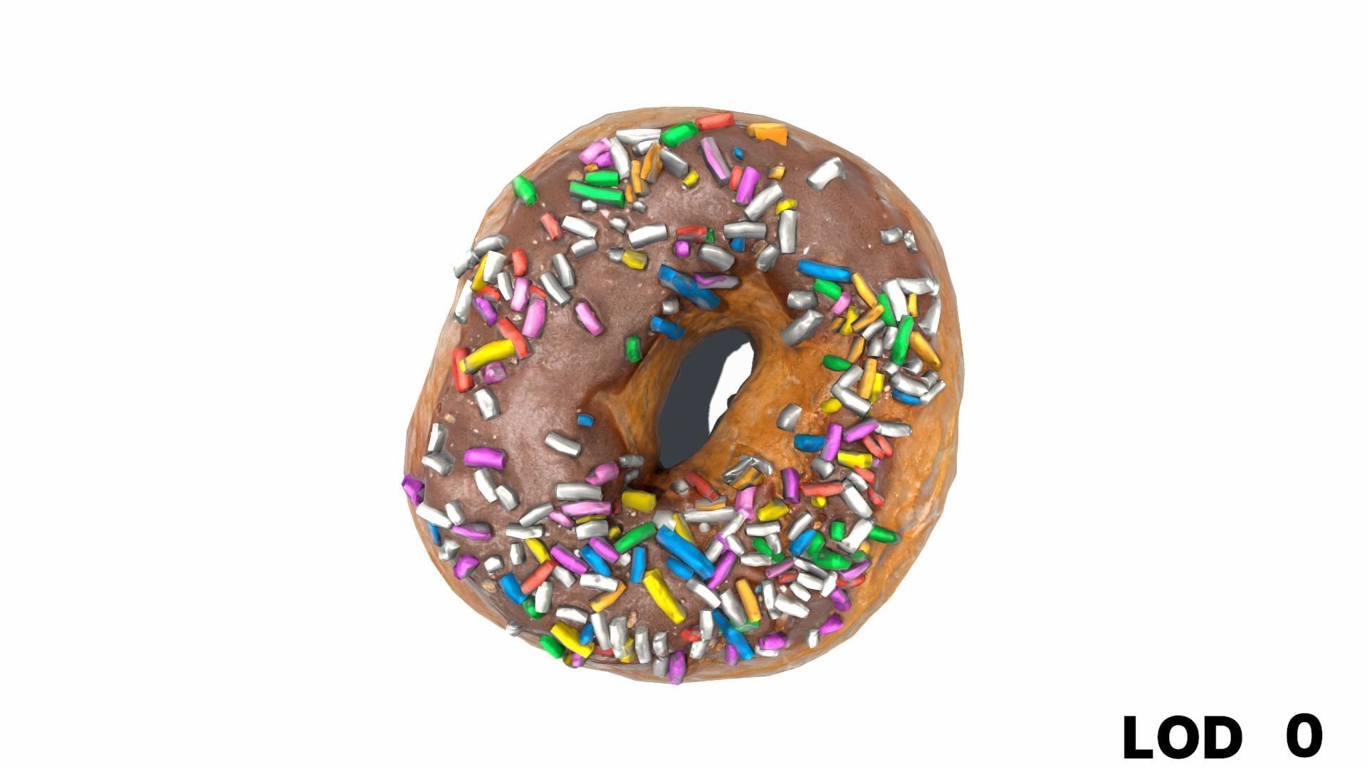 8k Chocolate Doughnut with Sprinkles - 5 Levels of Detail Low-poly 3D model_27
