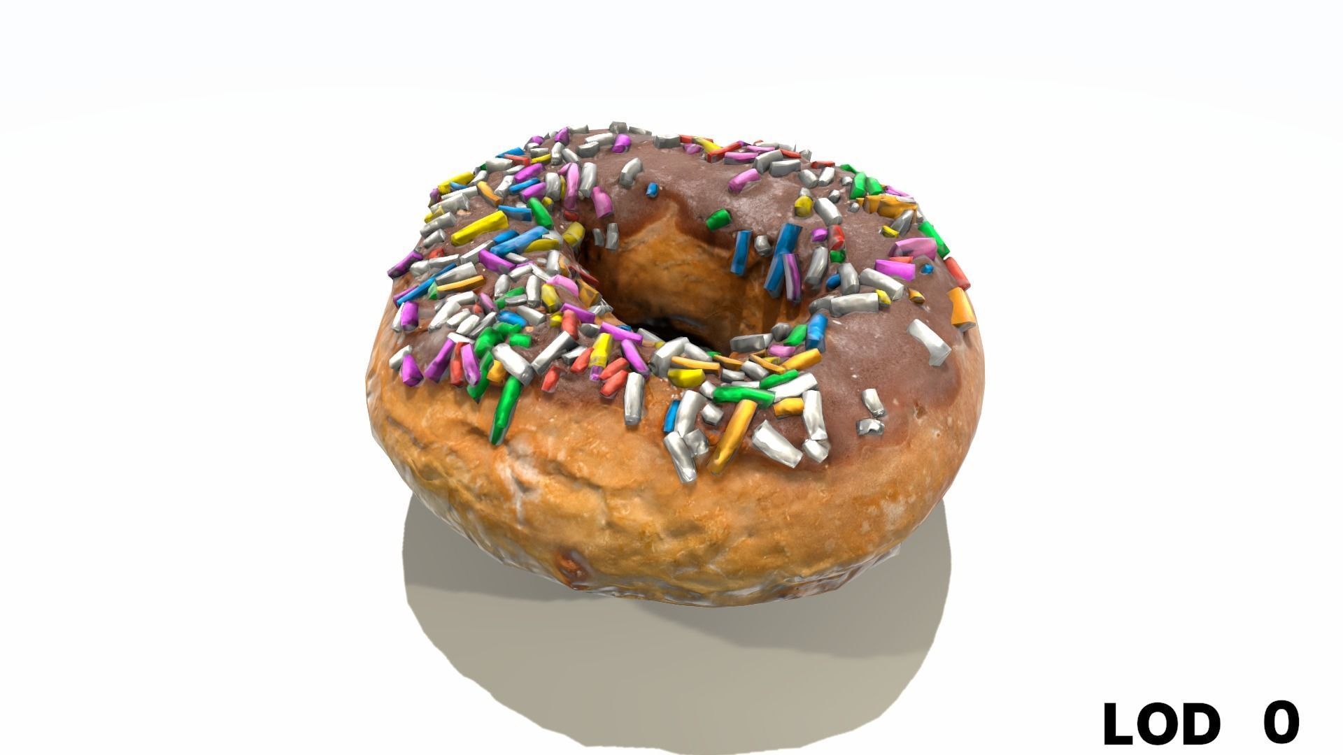 8k Chocolate Doughnut with Sprinkles - 5 Levels of Detail Low-poly 3D model_22