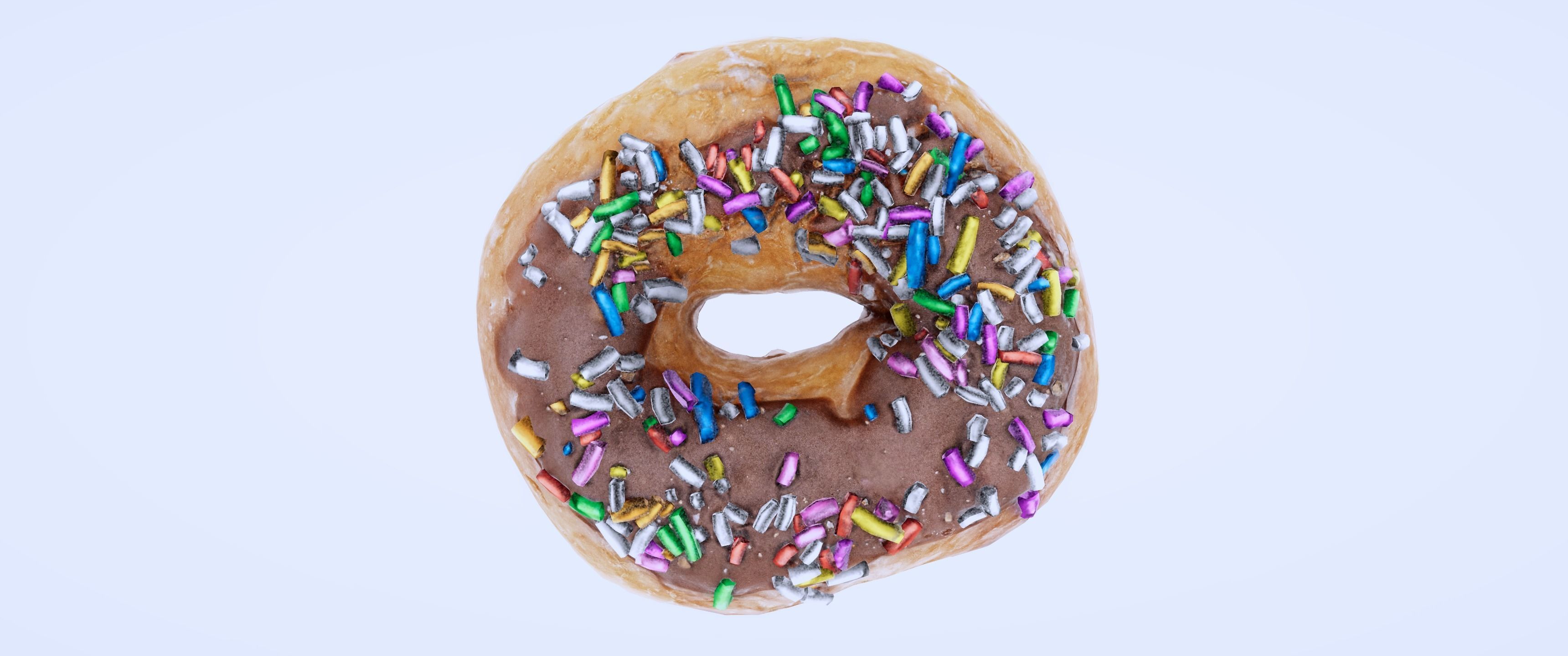 8k Chocolate Doughnut with Sprinkles - 5 Levels of Detail Low-poly 3D model_12