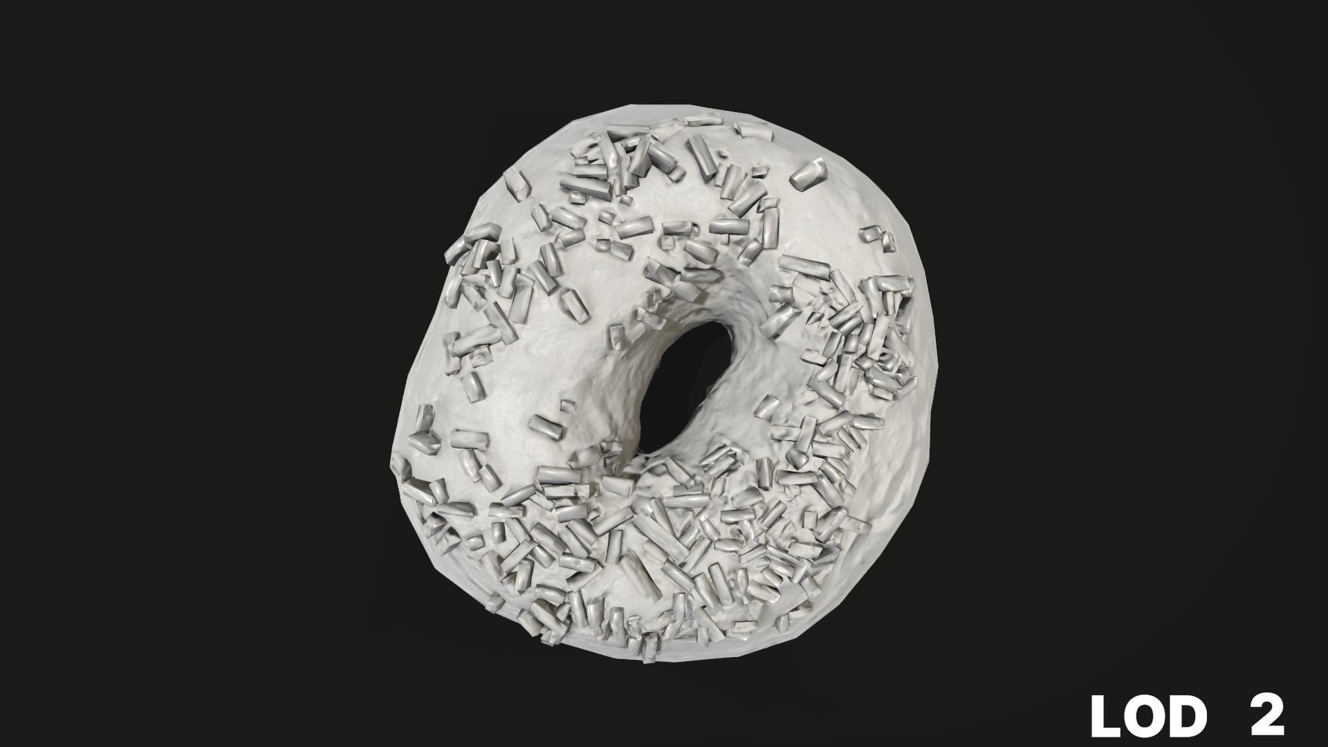 8k Chocolate Doughnut with Sprinkles - 5 Levels of Detail Low-poly 3D model_44