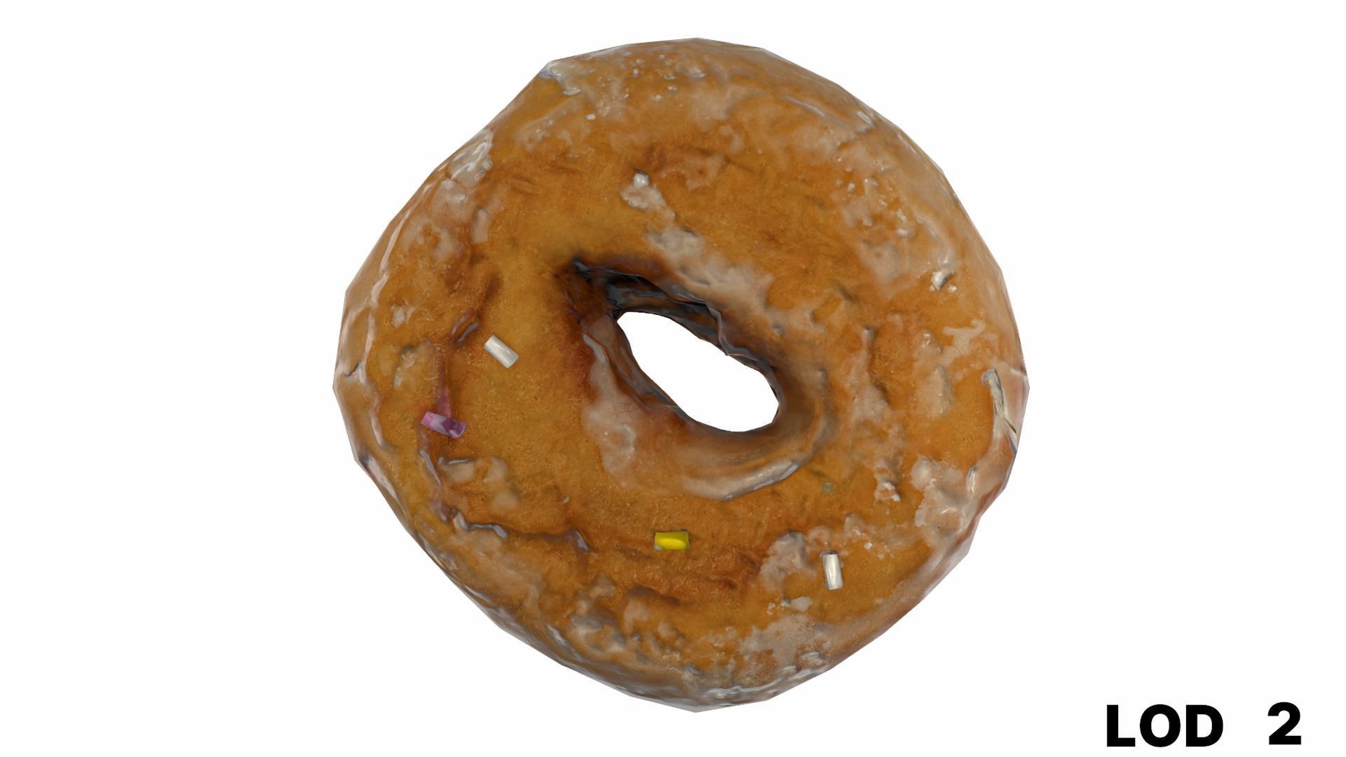 8k Chocolate Doughnut with Sprinkles - 5 Levels of Detail Low-poly 3D model_34