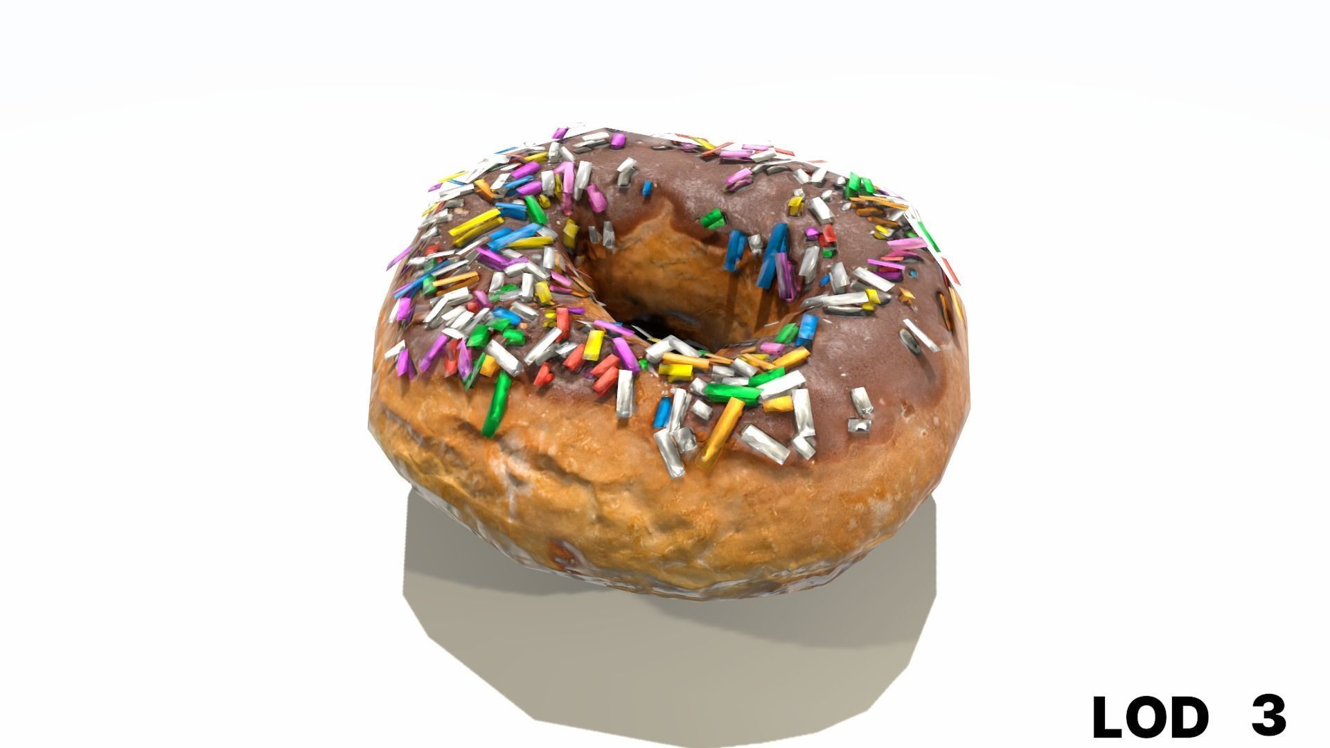 8k Chocolate Doughnut with Sprinkles - 5 Levels of Detail Low-poly 3D model_25