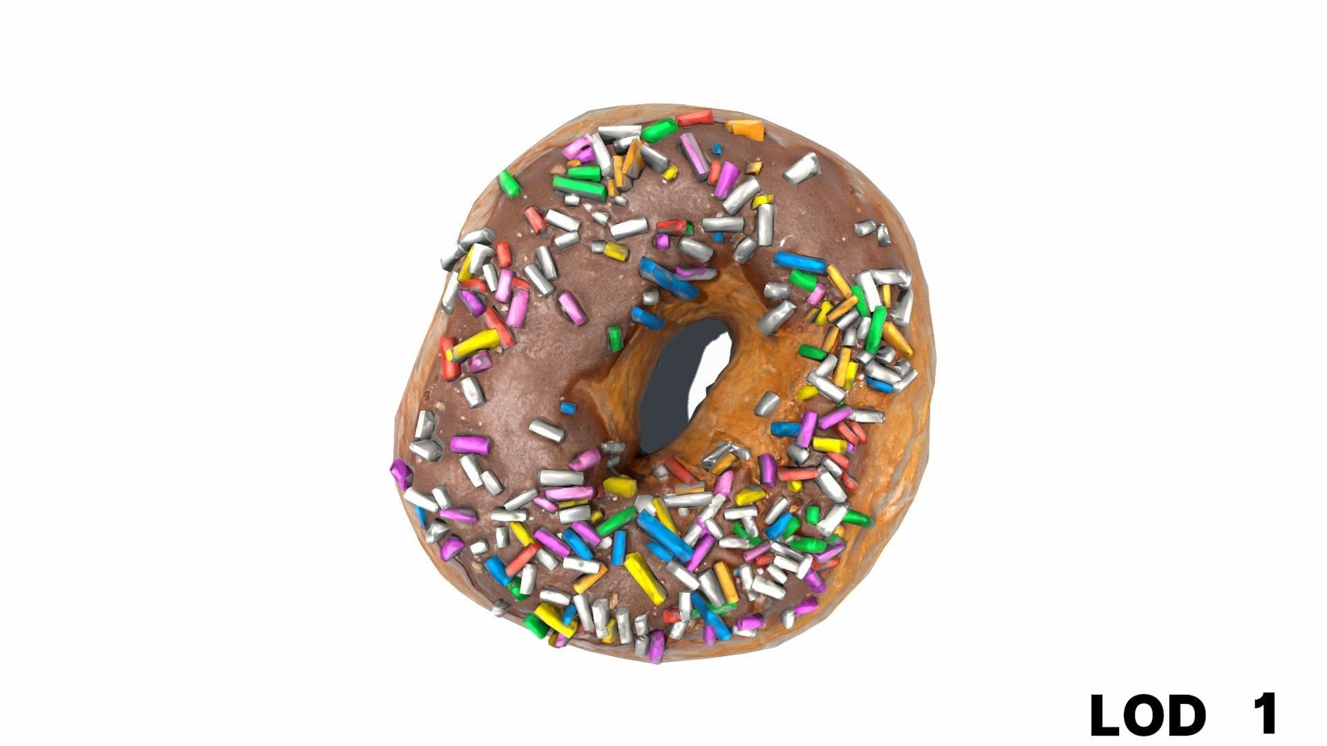 8k Chocolate Doughnut with Sprinkles - 5 Levels of Detail Low-poly 3D model_28