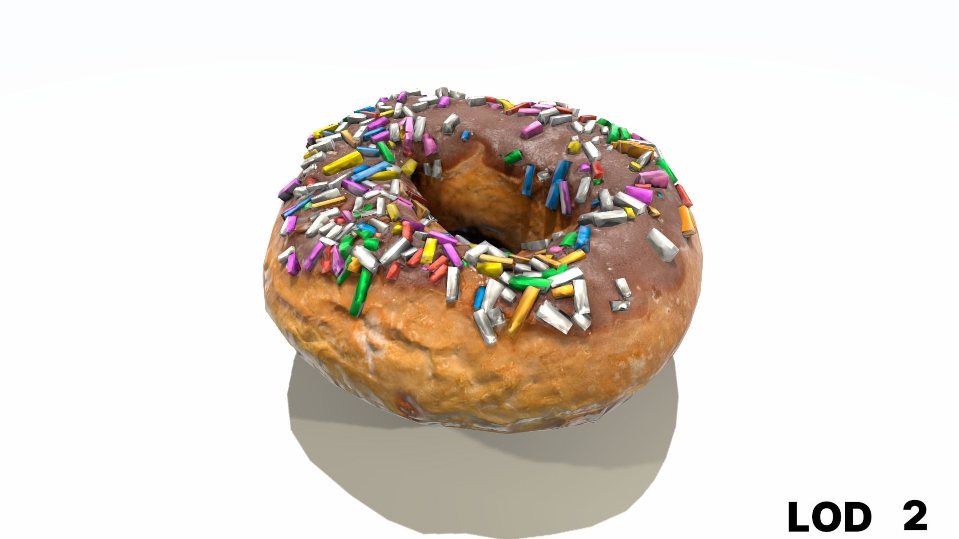 8k Chocolate Doughnut with Sprinkles - 5 Levels of Detail Low-poly 3D model_24