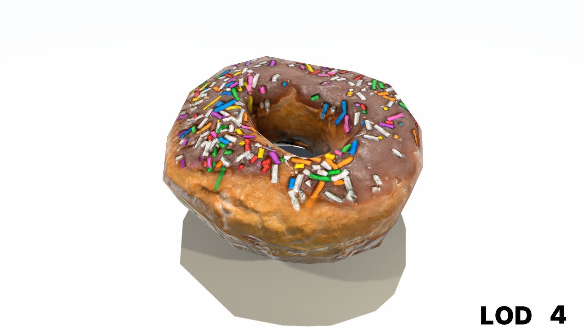 8k Chocolate Doughnut with Sprinkles - 5 Levels of Detail Low-poly 3D model_26