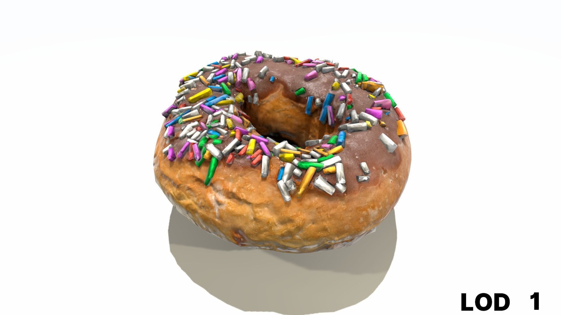 8k Chocolate Doughnut with Sprinkles - 5 Levels of Detail Low-poly 3D model_23