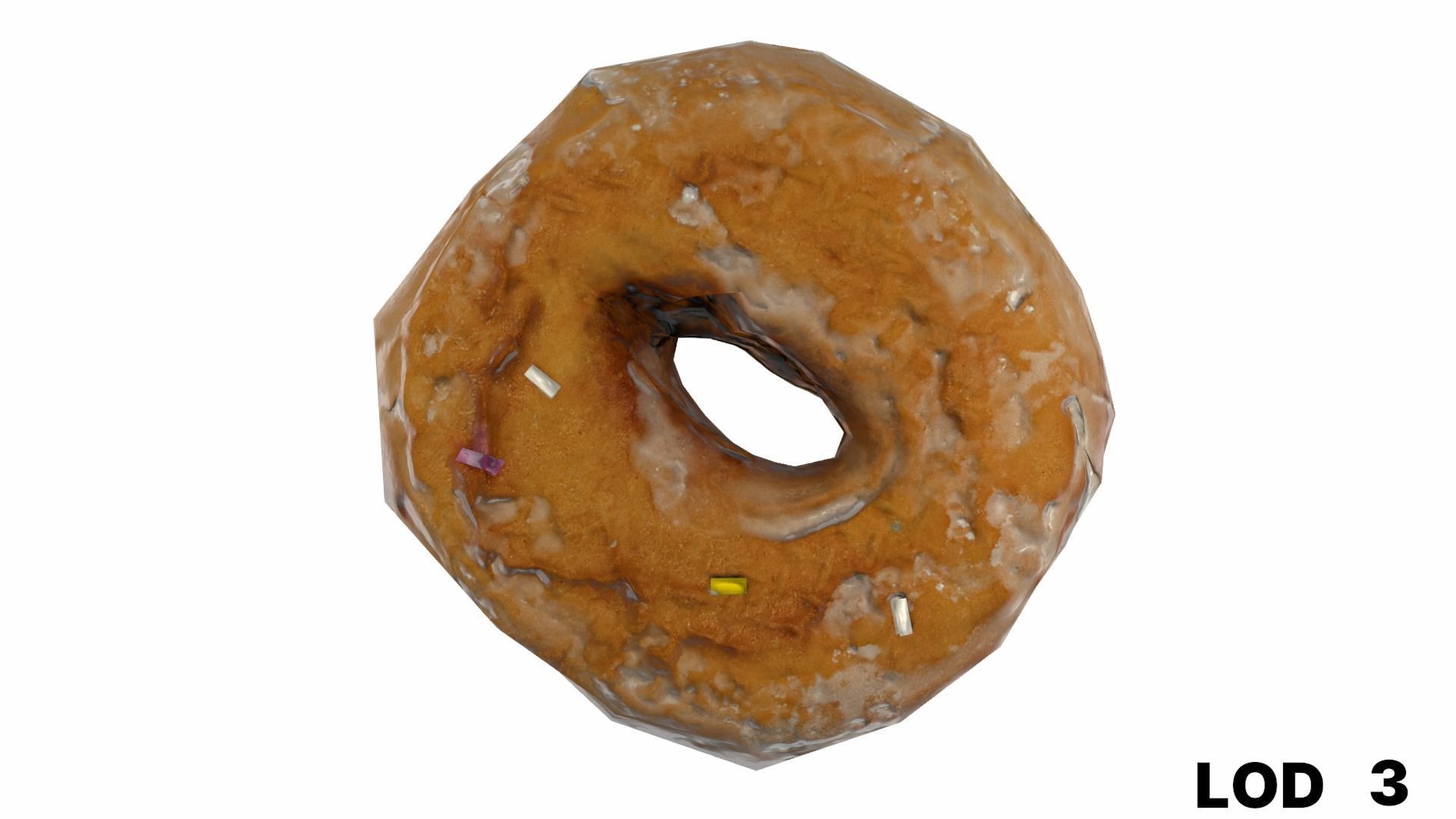 8k Chocolate Doughnut with Sprinkles - 5 Levels of Detail Low-poly 3D model_35