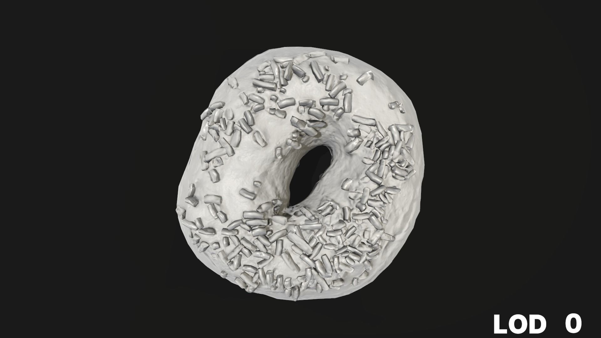 8k Chocolate Doughnut with Sprinkles - 5 Levels of Detail Low-poly 3D model_42