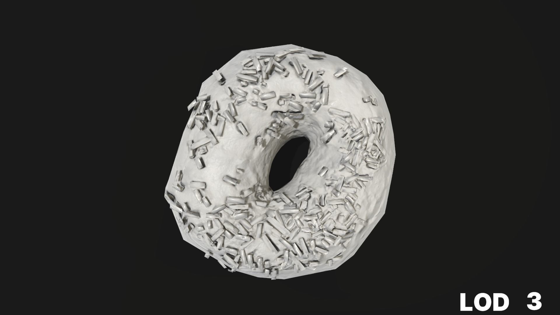 8k Chocolate Doughnut with Sprinkles - 5 Levels of Detail Low-poly 3D model_45
