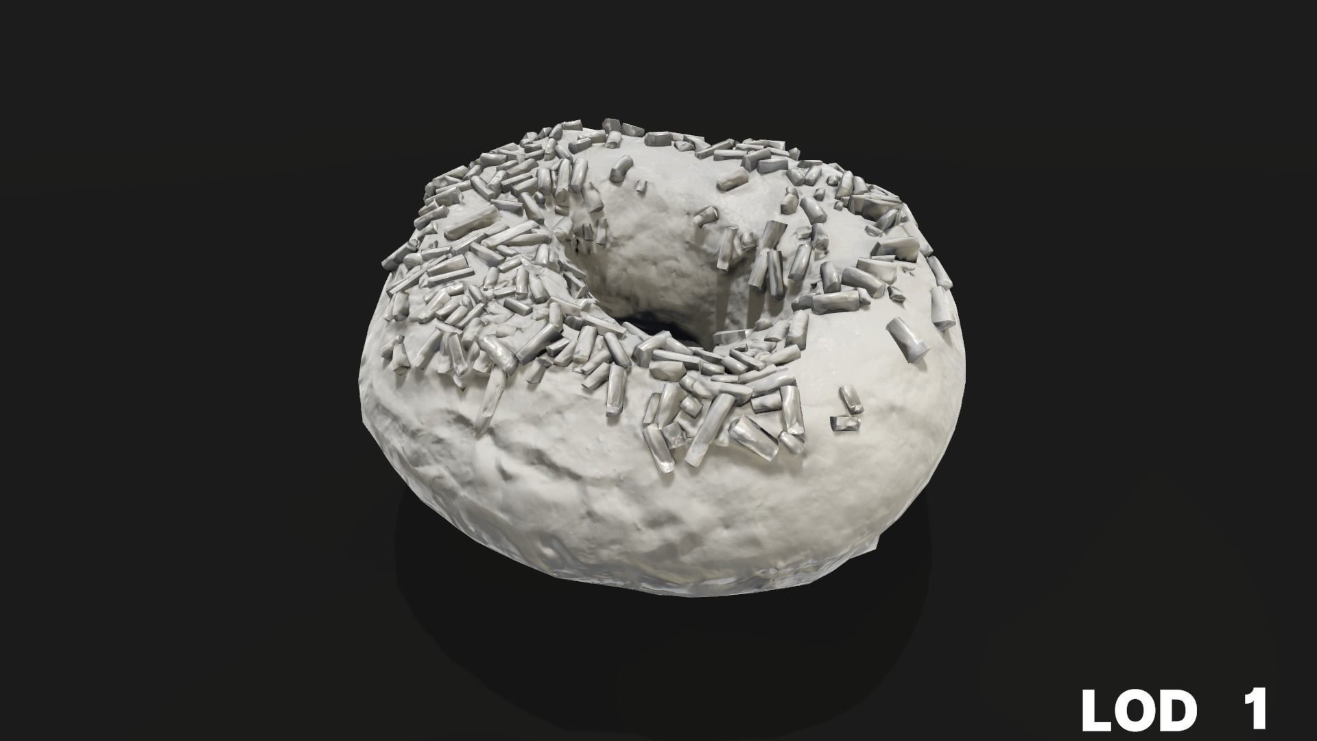 8k Chocolate Doughnut with Sprinkles - 5 Levels of Detail Low-poly 3D model_38