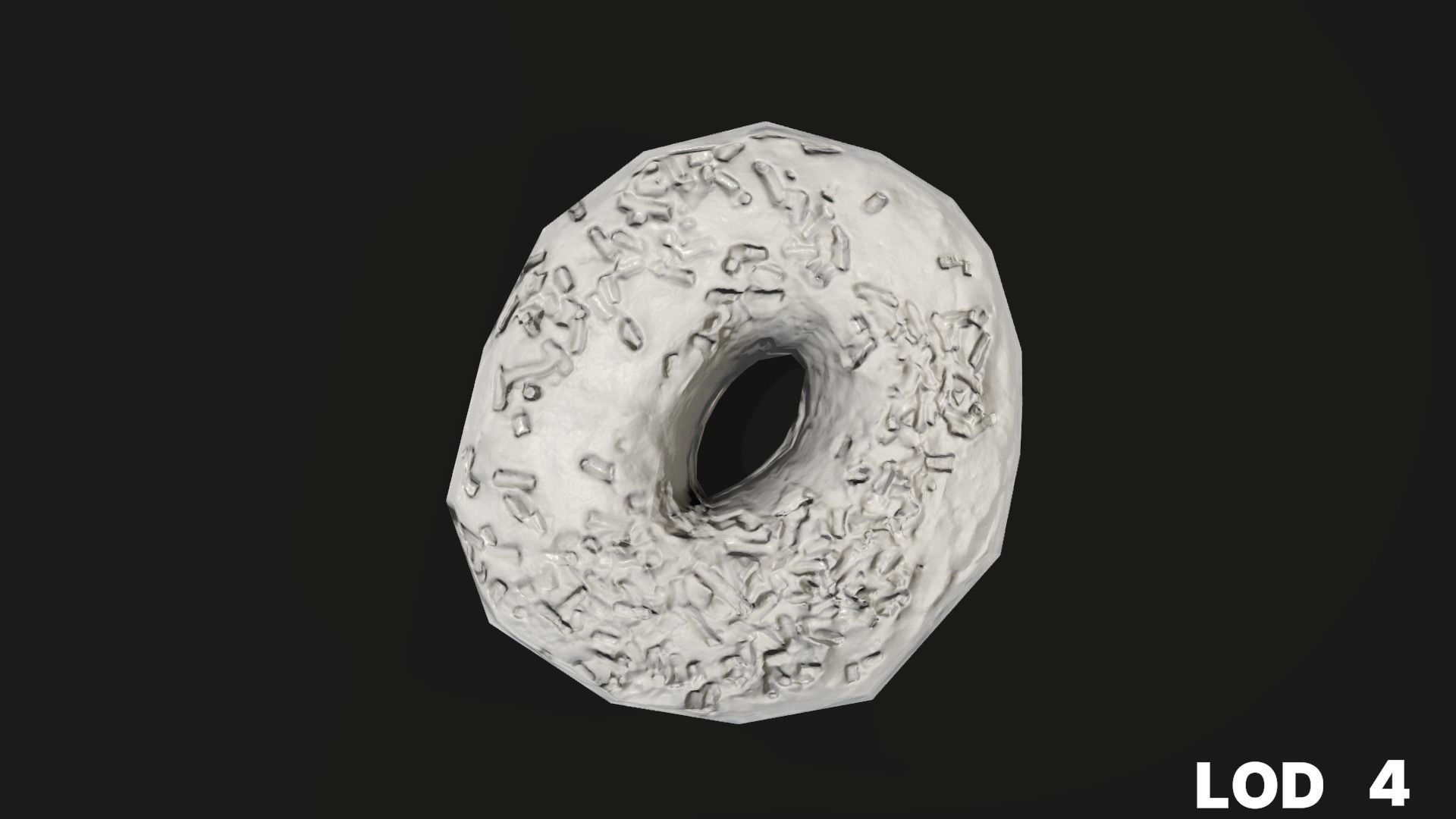 8k Chocolate Doughnut with Sprinkles - 5 Levels of Detail Low-poly 3D model_46