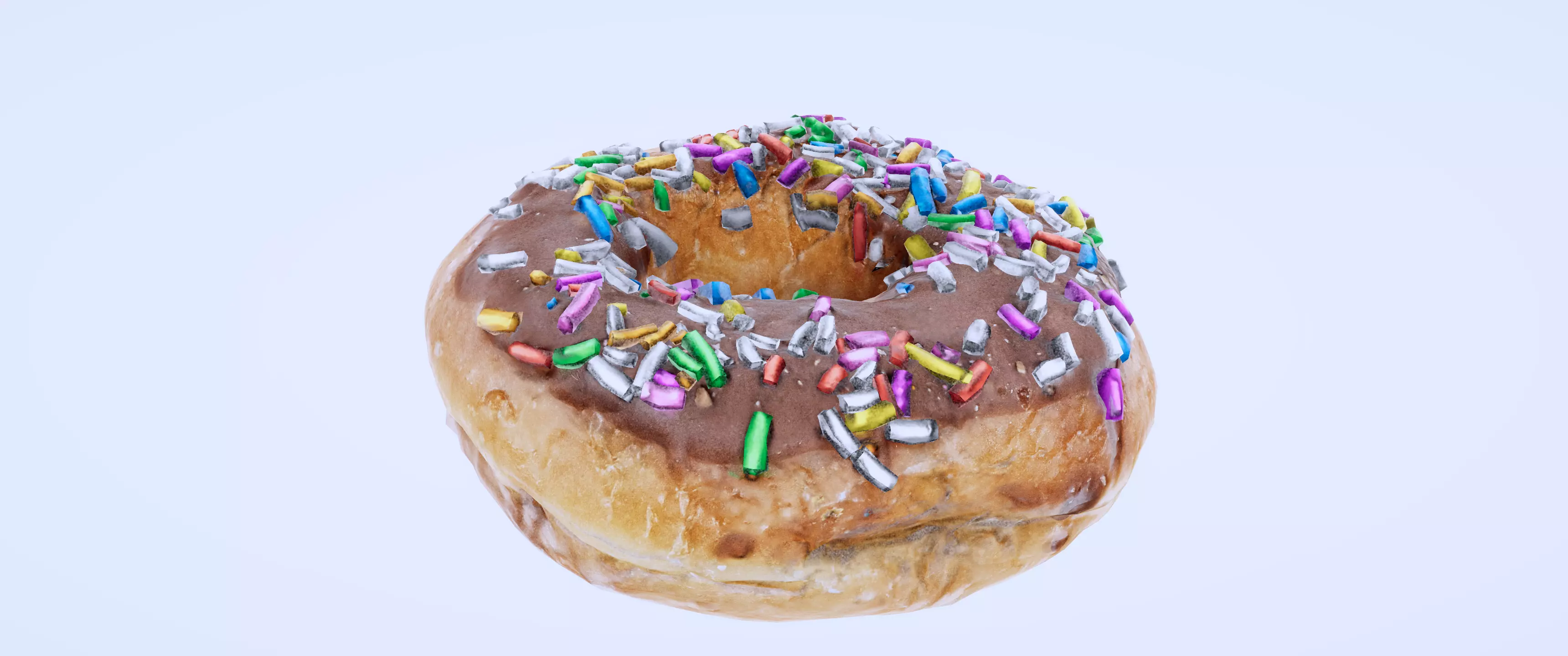 8k Chocolate Doughnut with Sprinkles - 5 Levels of Detail Low-poly 3D model_0