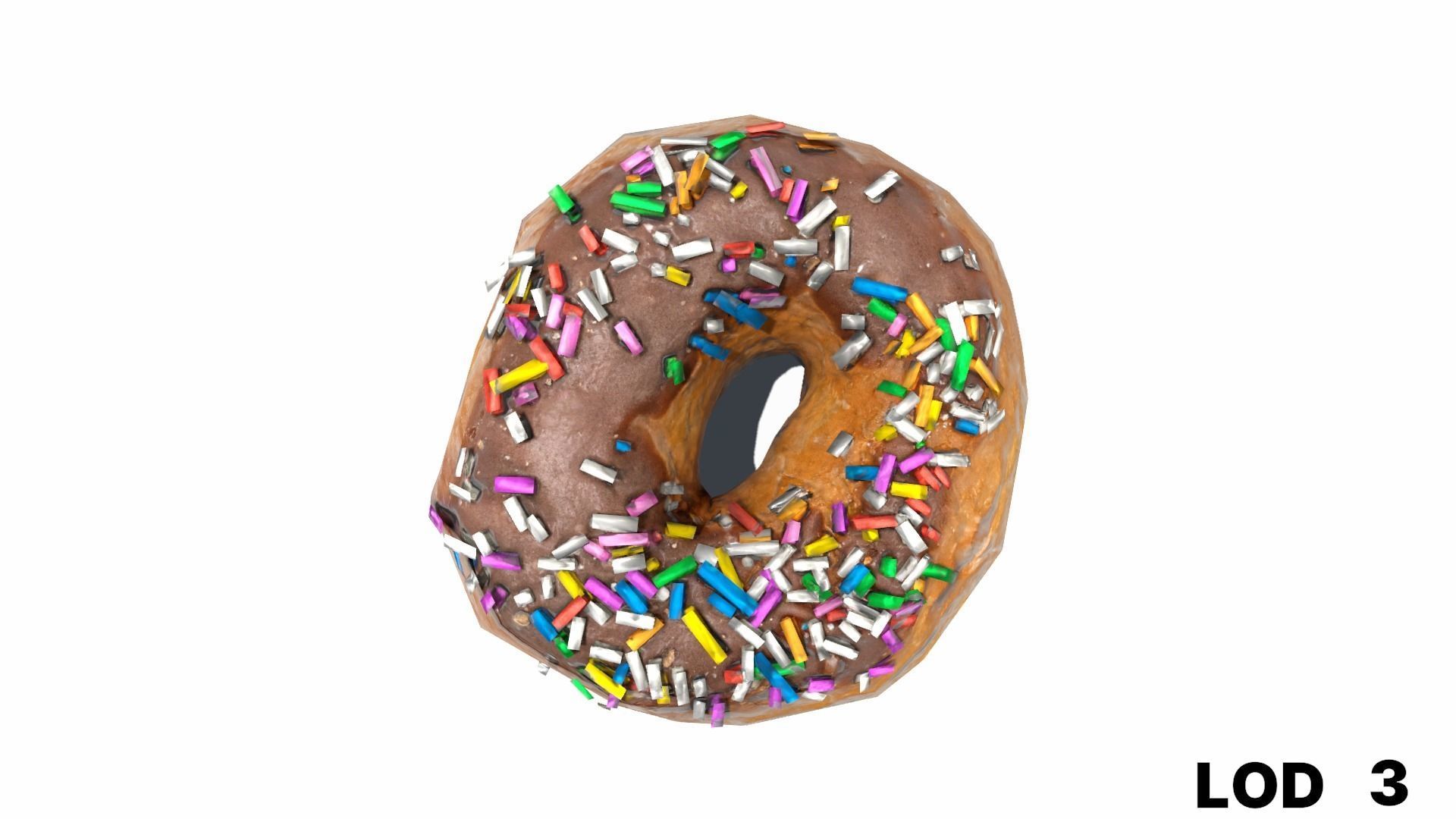 8k Chocolate Doughnut with Sprinkles - 5 Levels of Detail Low-poly 3D model_30