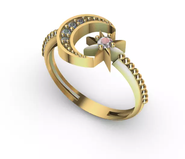 Moon star ring sweet 15 3D print model