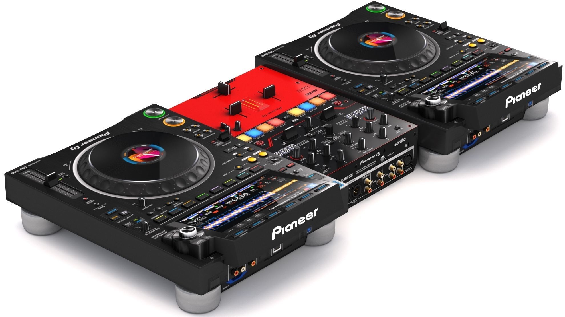 Pioneer DJ Set 4 DJM-S5 and CDJ 3000 Nexus 3D model_3