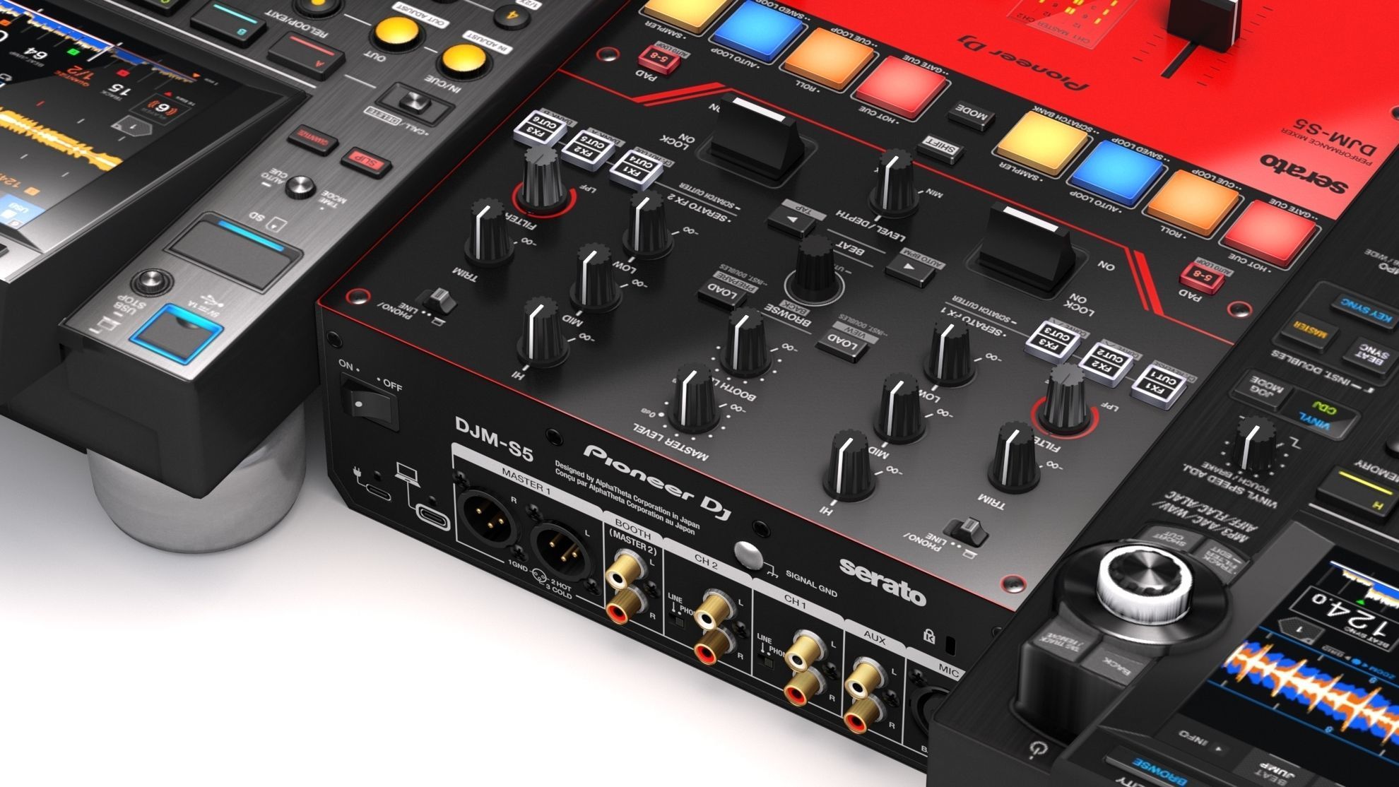 Pioneer DJ Set 4 DJM-S5 and CDJ 3000 Nexus 3D model_5
