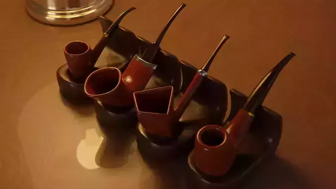 Smoking Pipes Collection Low-poly 3D model