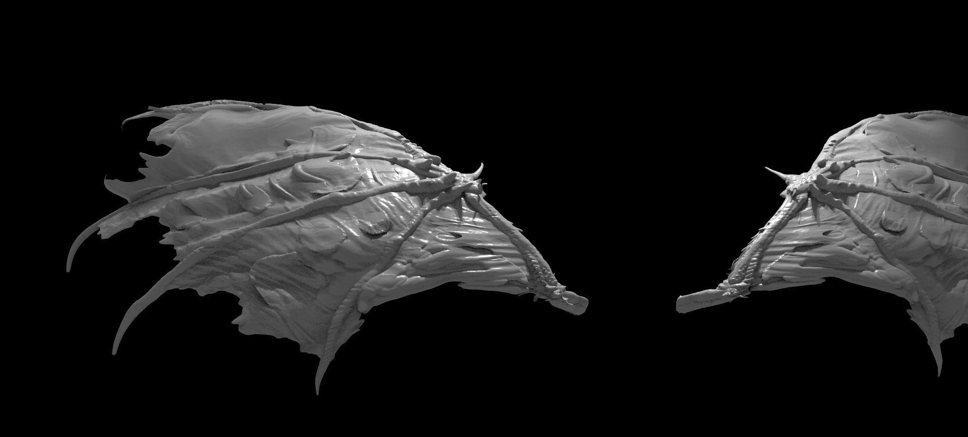 Dark Bat Wings 1 3D model_2
