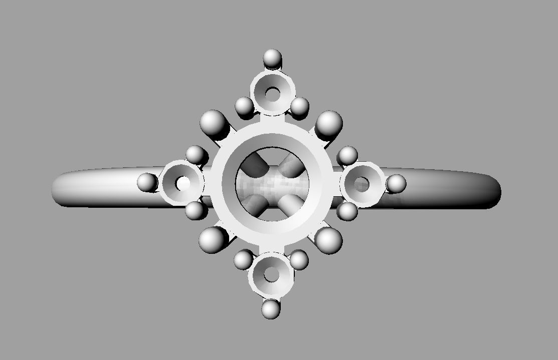 Classic Round Gemstone Ring 3D print model_13