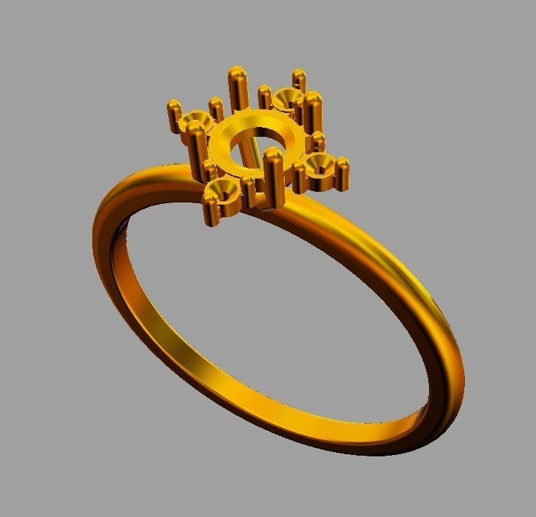 Classic Round Gemstone Ring 3D print model_6