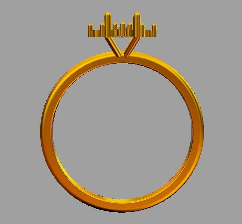 Classic Round Gemstone Ring 3D print model_9