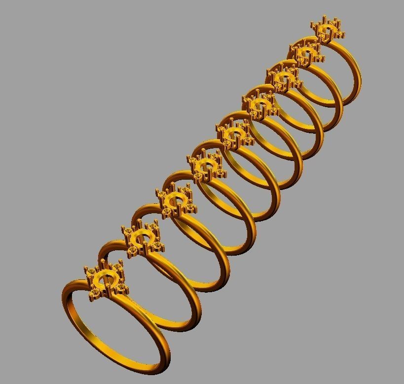 Classic Round Gemstone Ring 3D print model_5