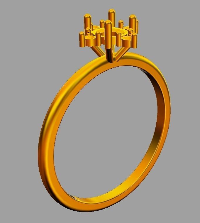 Classic Round Gemstone Ring 3D print model_8