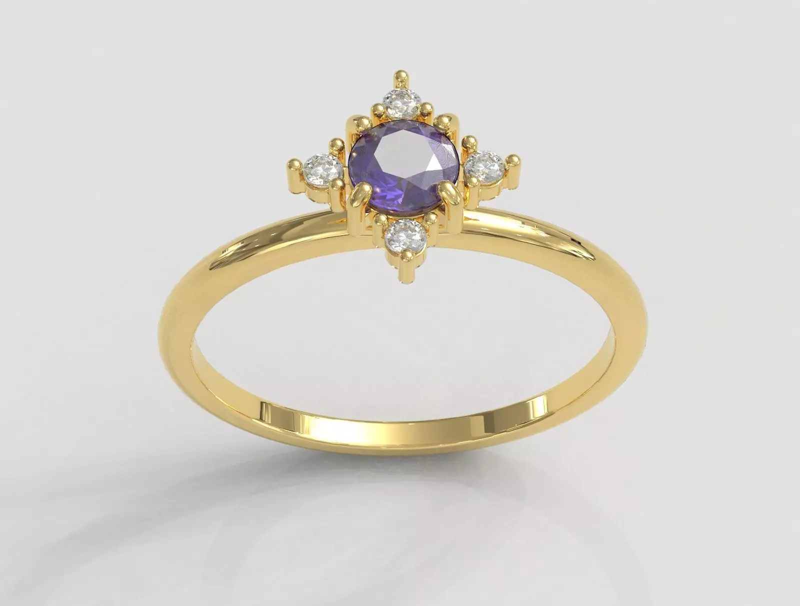 Classic Round Gemstone Ring 3D print model_0