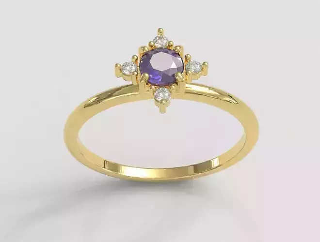 Classic Round Gemstone Ring 3D print model