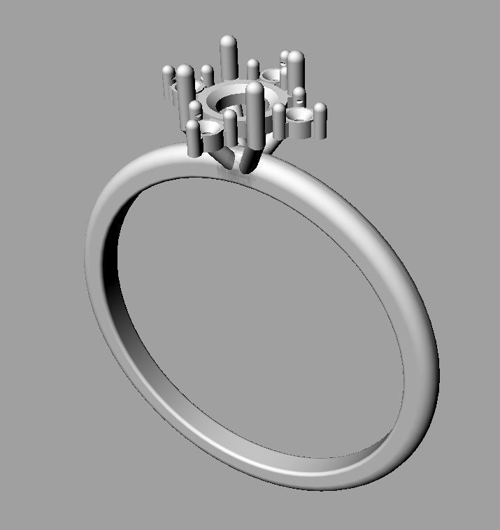 Classic Round Gemstone Ring 3D print model_12