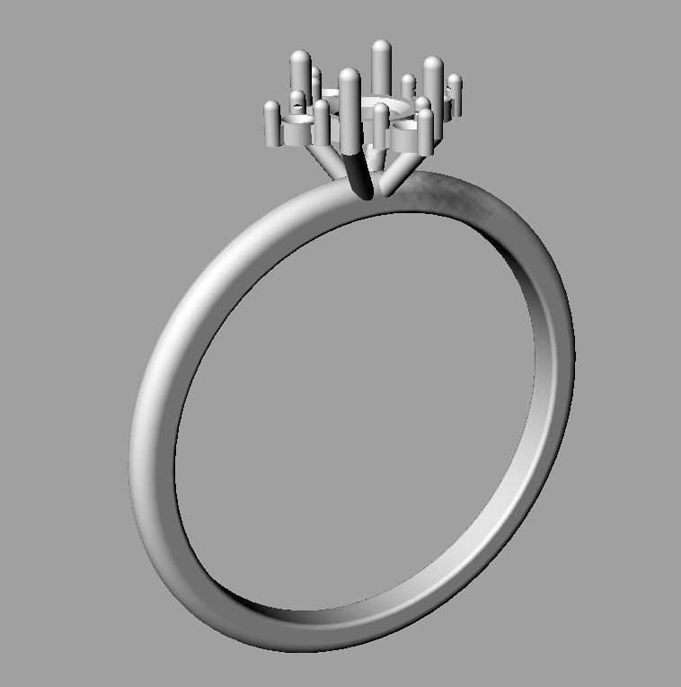 Classic Round Gemstone Ring 3D print model_14