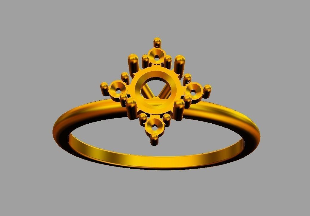 Classic Round Gemstone Ring 3D print model_7