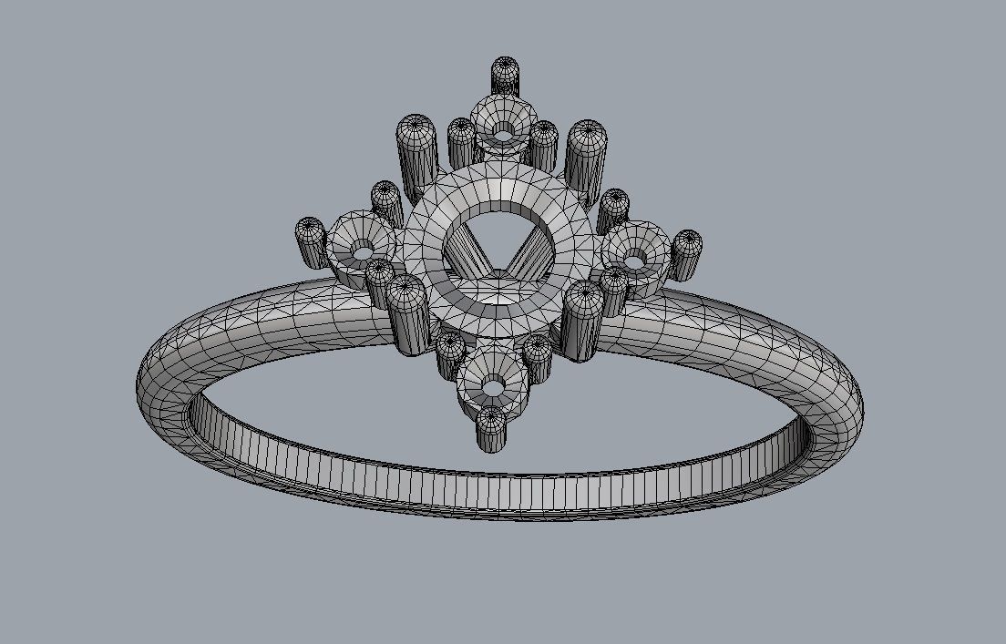 Classic Round Gemstone Ring 3D print model_11