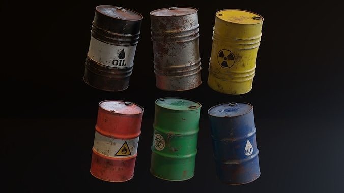 Old Metal Barrels Low-poly 3D model