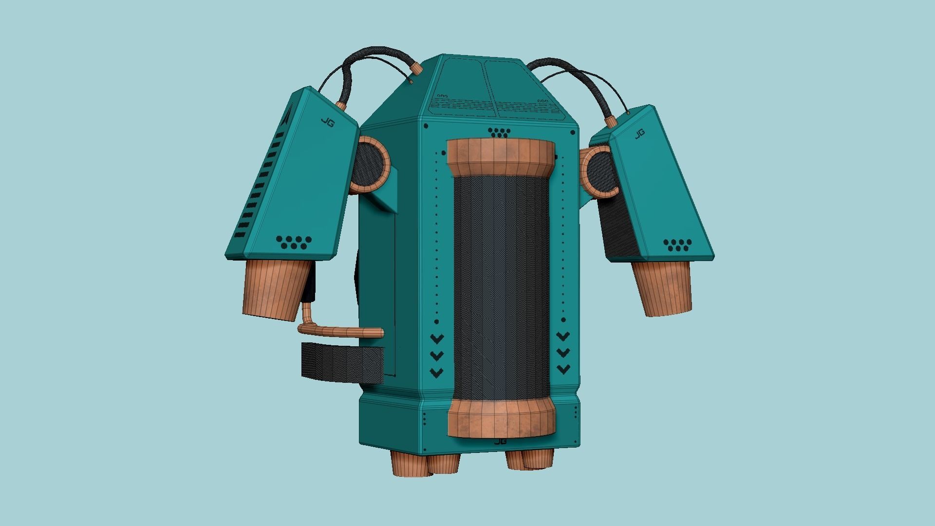 Jetpack G10 Blue Bronze - SciFi Character Design Low-poly 3D model_6