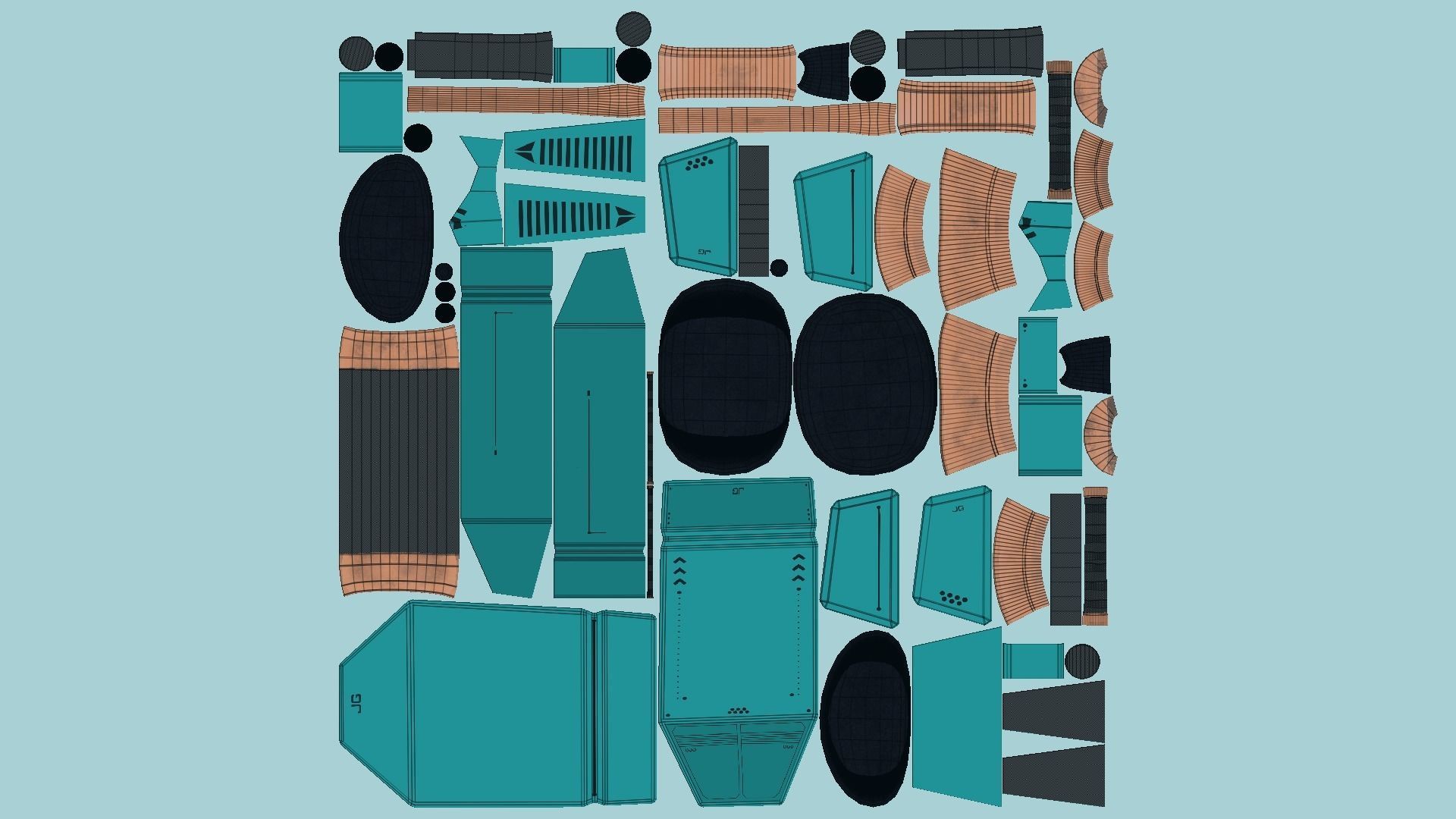 Jetpack G10 Blue Bronze - SciFi Character Design Low-poly 3D model_5