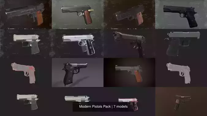 Modern Pistols Pack 3D Model Collection Modern Pistols Pack 3D Model Collection
