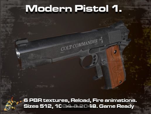 Modern Pistols Pack 3D Model Collection_1