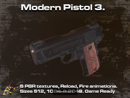Modern Pistols Pack 3D Model Collection_3