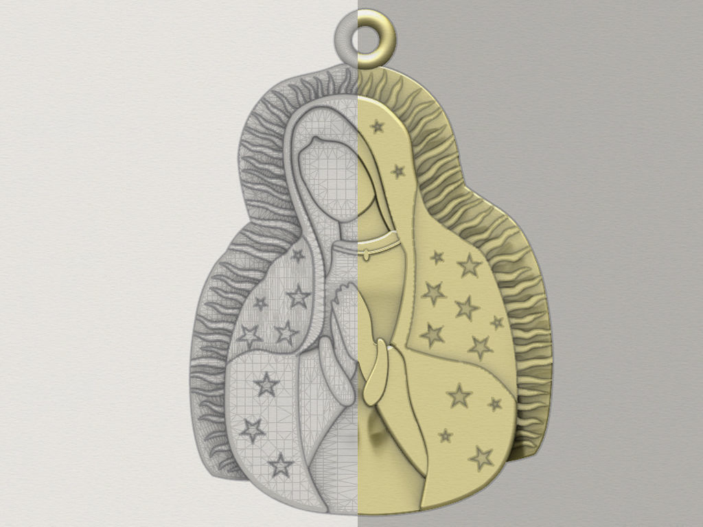 Virgen de Guadalupe pendant 3D print model_2