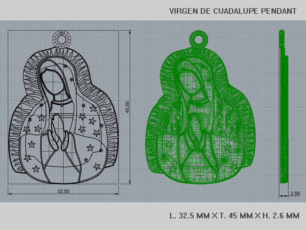 Virgen de Guadalupe pendant 3D print model_6