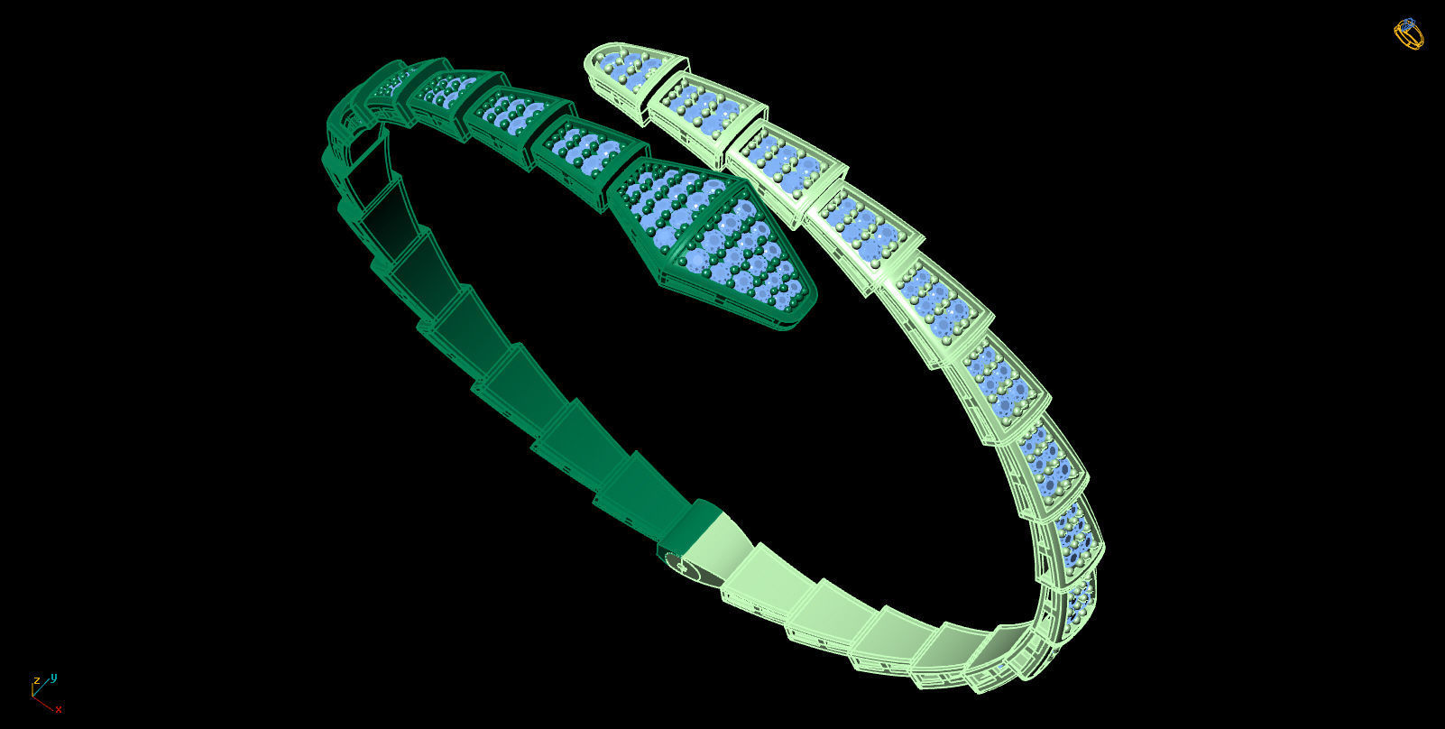 snake bracelet 3D print model_2