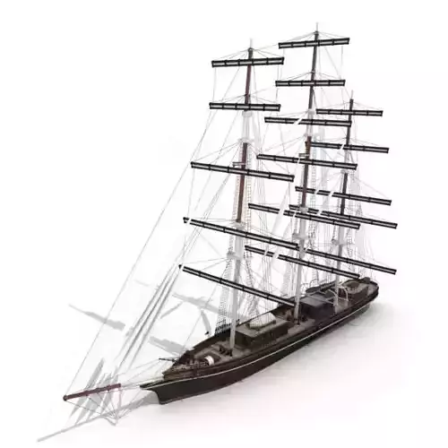Wood Antique Sailing Boat 3D model