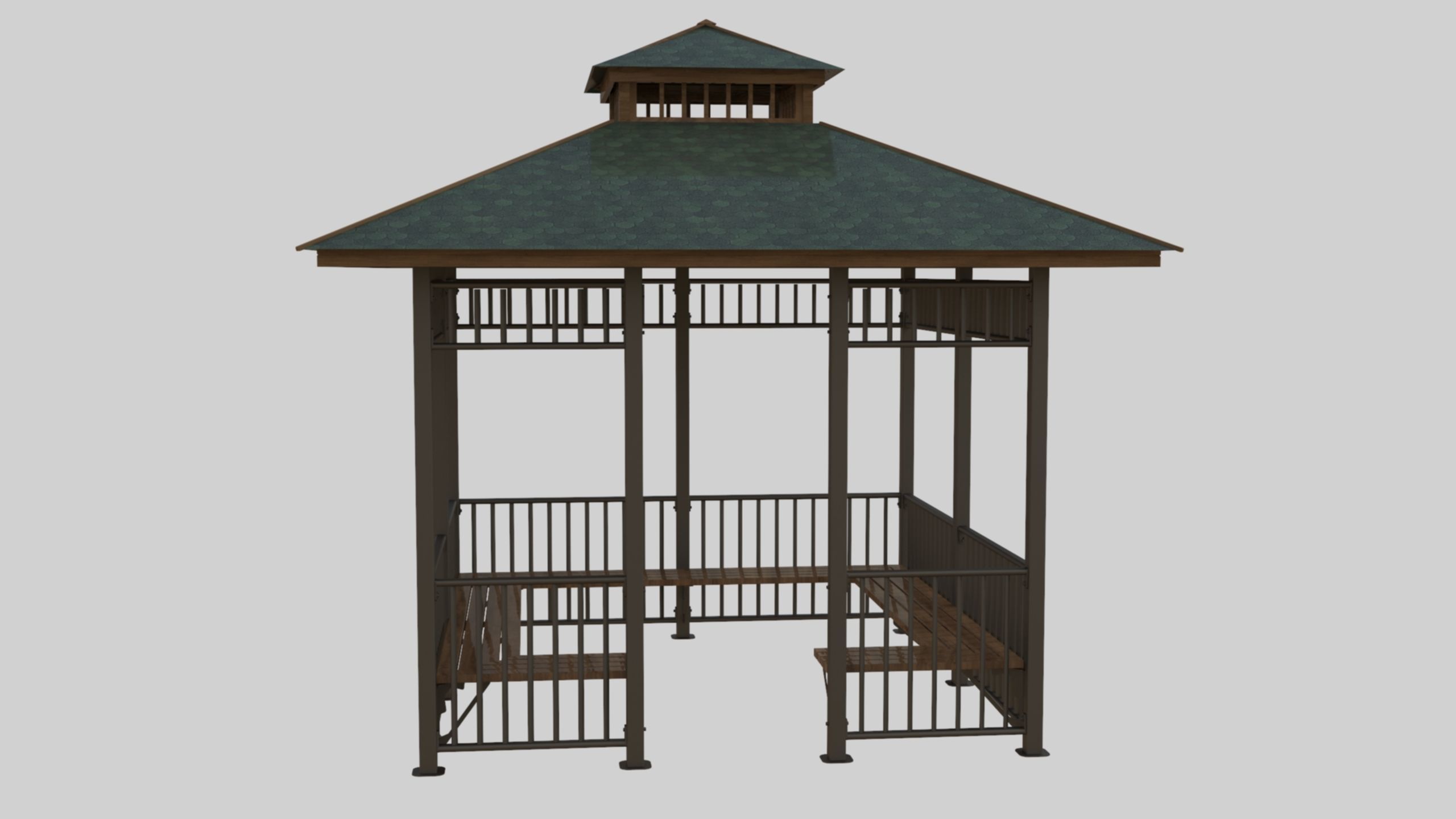 Iron Wood Garden Pergola - Gazebo 07 3D model_25