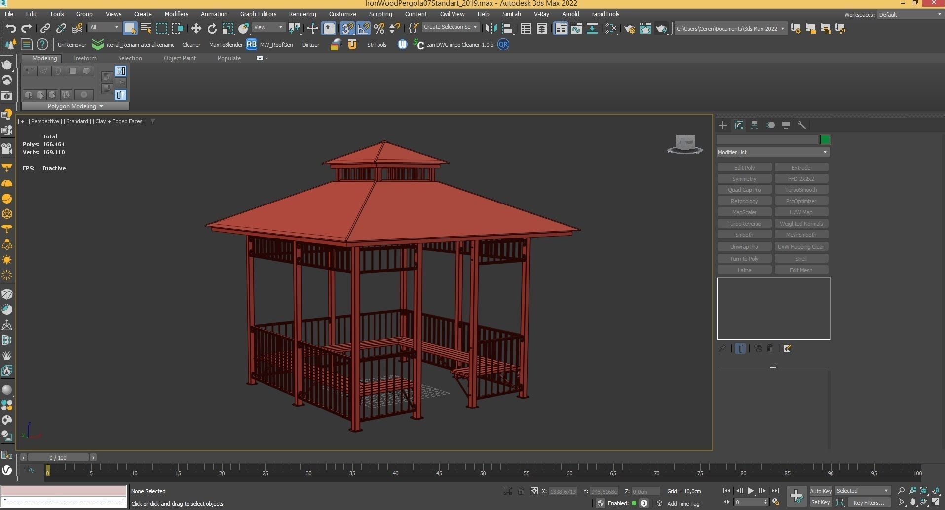 Iron Wood Garden Pergola - Gazebo 07 3D model_12
