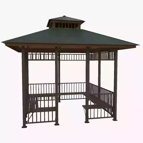 Iron Wood Garden Pergola - Gazebo 07 3D model