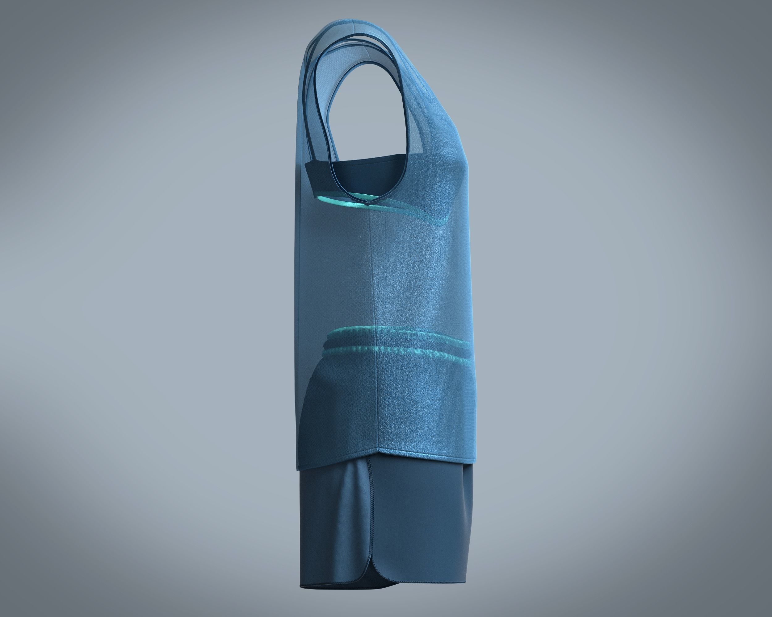 Mesh Gym Bra with Tank top and Short 3D model_7