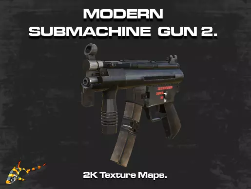 Modern Submachine Gun 2 Low-poly 3D model_0